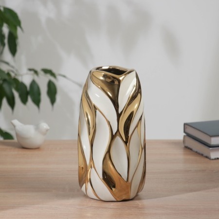 VAZA Ceramics Table "Axel" 23.5x11 cm, white and golden