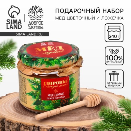 New Year! Honey and spoon "Health in each spoon", 240 grams