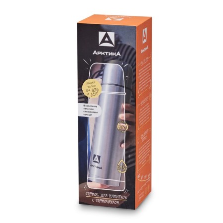 Thermos "Arctic", 101, 750 ml, d-5.1 cm, with a case, 24 hours, h-28.8 cm, d-8.1 cm, chrome-2