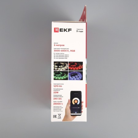 A set of smart LED tape EKF, 24V, 90 LED/m, 5 m, IP44, Wi-Fi, RGBW-16