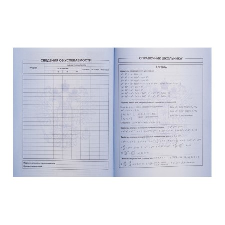 The diary is universal, for grade 1-11, "tirade", a solid cover, glossy lamination, an offset unit, a universal cheat sheet, 48 sheets-7