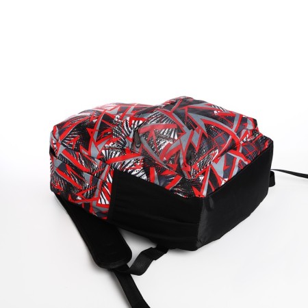 School backpack from textiles on lightning, 3 pockets, red-4