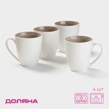 A set of mugs of the share of the Palitra, 350 ml, porcelain, 4 pcs, gray