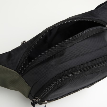 Lightning waist bag, 3 outer pockets, green/black color-5