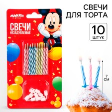 Set of candles untouched for a cake, 10 pcs, Mickey Mouse