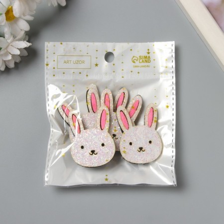 Decor for the creativity of the felt shine "White Rabbit" 4.5x3.3 cm-3