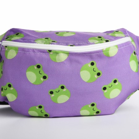 School backpack children for a girl "Frogs", waist bag, purple color-9