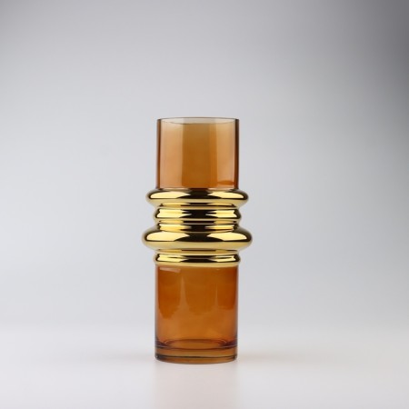 Vase for flowers "Saturn" made of brown glass 25 × 12 × 12 cm