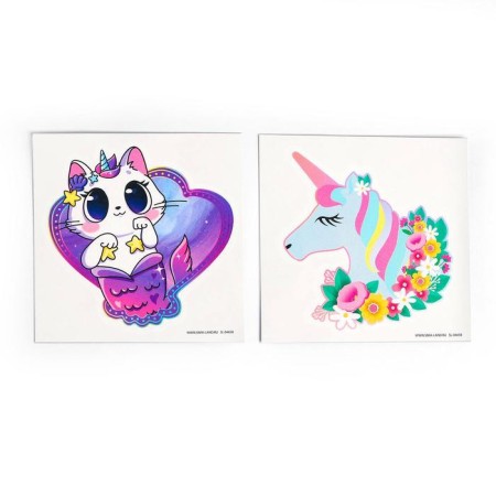 Tattoos and transfers for children, 8 × 8 cm, set 2 pcs. "Cat-Dinorog"