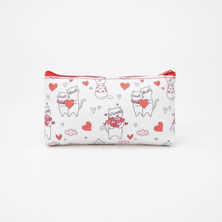Cosmetic bag with lightning, white/red color