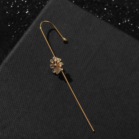 Earring "caffe" pin, mimosa, white color in gold-1