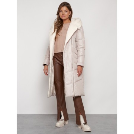 Coat insulated winter female, size 50, beige color-4