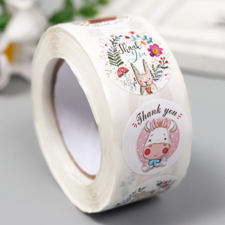 Stick Paper "Cute animals" d = 2.5 cm 500 pcs in a roll 3x6.5x6.5 cm-1