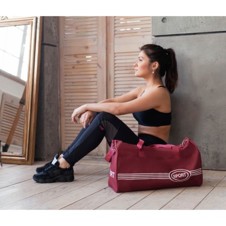 Sports bag, lightning department, long belt, burgundy color-7