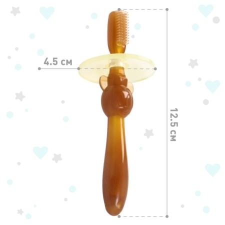 Baby teether for teeth, crumb, brush, brush, massager for gums, from 3 months, brown color.-2