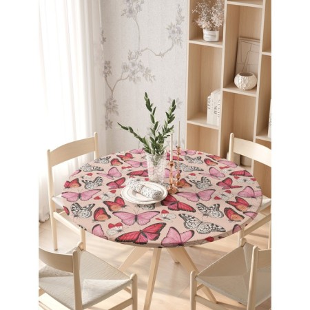 The tablecloth “Spring butterflies”, round, oxford, elastic band, size 140x140 cm, diameter 105-120 cm-2