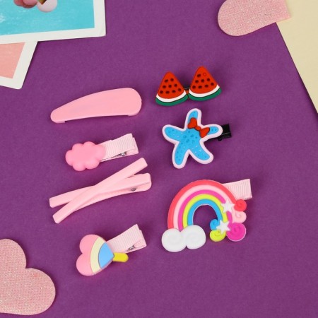 Hair set "Little Joy" (14 pcs) Flower, pink-1