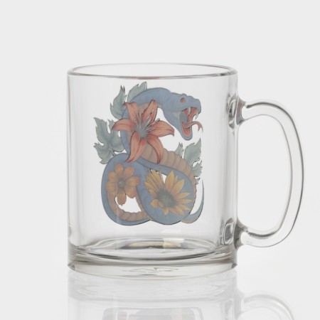 New Year's glass tea mug "Flowers and snakes", 320 ml, mix-2