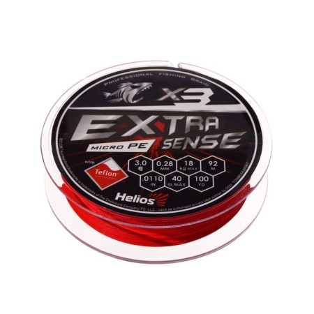 Helios Extrasense X3 PE, diameter 0.28 mm, test 18 kg, 92 m, red