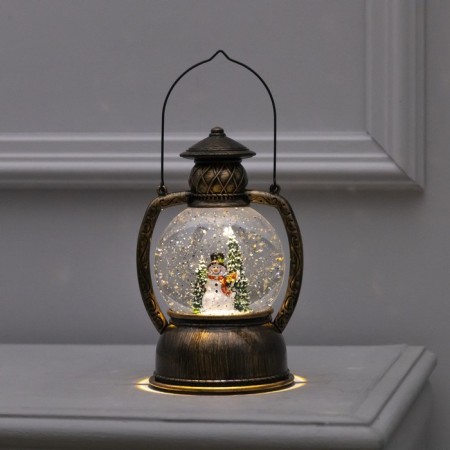 LED figure “Lantern with a snowman” 13 × 19 × 11 cm, plastic, AAX3 batteries (not in the kit), USB, glow warm white-1