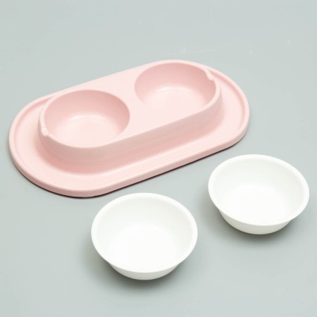 Animal bowl "Moore-humu" 0.3l double on a stand, pink-1