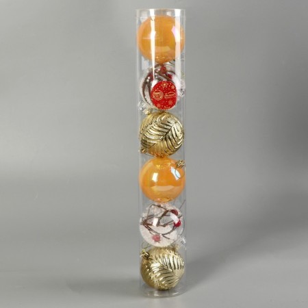 Set of balls plastic D-8 cm, 6 pcs "Melody" Snings gloss, gold-1