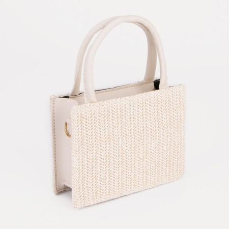 Bag Women's Tout with zipper, long chain, white color-1