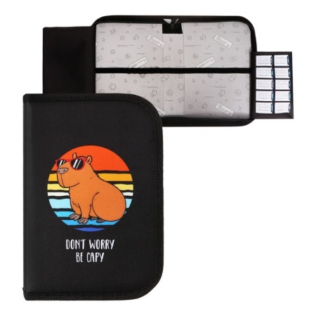 Penal 1 section 140 x 210 x 40 mm, folding pocket and cosmetic bag, fabric, calligrata topontent "hamster"