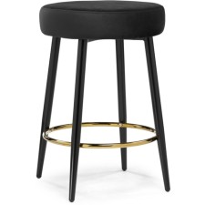 Barrier stool Plato metal/velor, black/black 43x43x65 cm