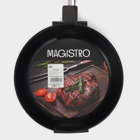 Pan Magistro Rock Stone, D = 26 cm, h = 4.8 cm, anti -stick coating, induction, black color-9