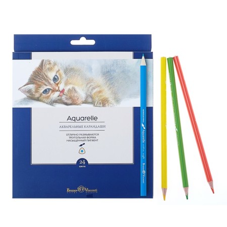 Watercolor pencils 24 colors BrunovisConti Aquarelle, three -sided-2