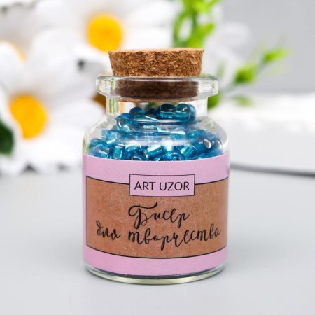 Round 6/0 beads in the bottle "Blue" transparent-color 20 g