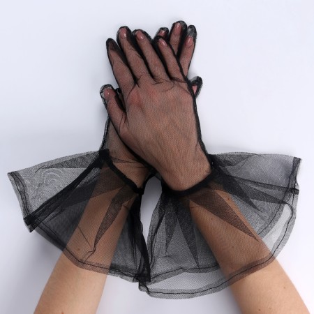 Carnival accessory- transparent gloves with a long skirt, black color-1