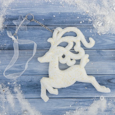 Christmas tree decoration "Gallive deer" 11x12 cm, white