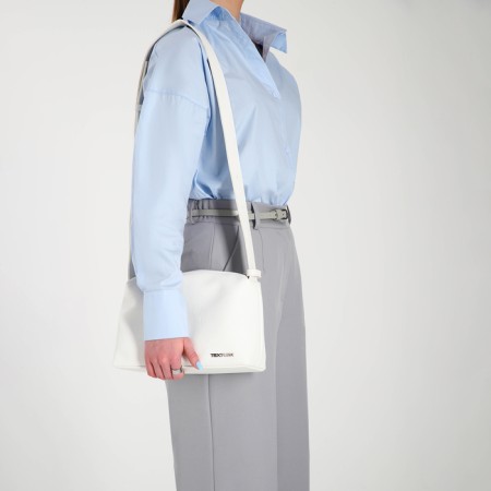 Female bag over the shoulder Textura, medium size, white color-8