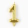 Candle for the cake, the number "1", gold.