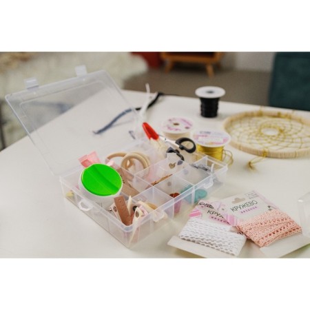 Organizer for needlework, with removable cells, 20 departments, 22.5 × 18 × 4 cm, the color is transparent-3