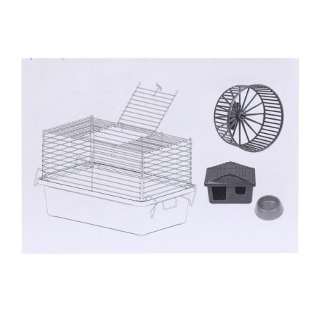 Mini cell for rodents "Pijon" No. 1-1, with filling, 27 x 15 x 13 cm, gray-19