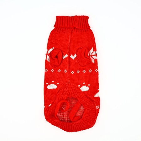 Clothing for dogs. Knitted sweater with "New Year" ornament, red, size XL-7