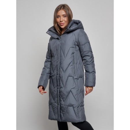 Coat insulated winter female, size 46, dark blue color-8