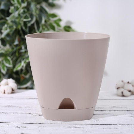 Flower pot with basal watering amsterdam, 4 l, color milk chocolate-8