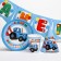 A set of paper utensils, on 6 people "Happy Birthday!", Blue Tractor
