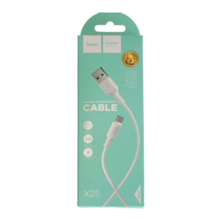 Hoco X25, Type -C - USB, 3 A, 1 m, PVC braid, white-2