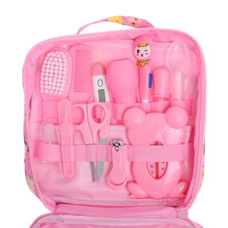 A hygienic set for the care of the newborn, 13 objects, pink color-16
