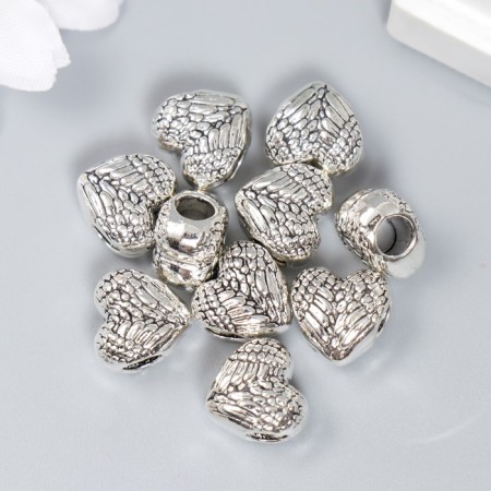 Busina for creativity Metal "Wings folded with heart" silver 1.2x1.1x0.7 cm-1