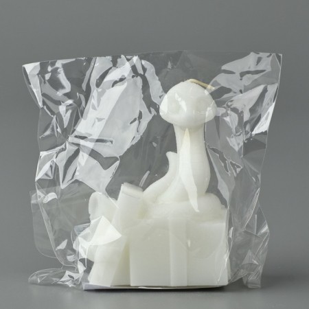 New Year 2025! Interior candle “New Year's collection: a snake with a gift”, white 77 x 61 x 35-6