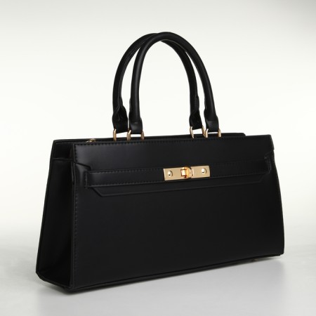 Women's bag with lightning, textura, average size, black color-2