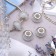 Bead, sparkle, white color in silver