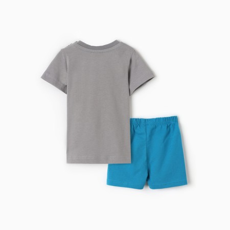 Set for a boy (T -shirt/shorts), gray/sea color, height 80 cm-4