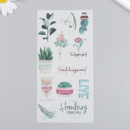Stickers for creativity Paper "Plants in pots" set 3 sheets 10x20 cm-1